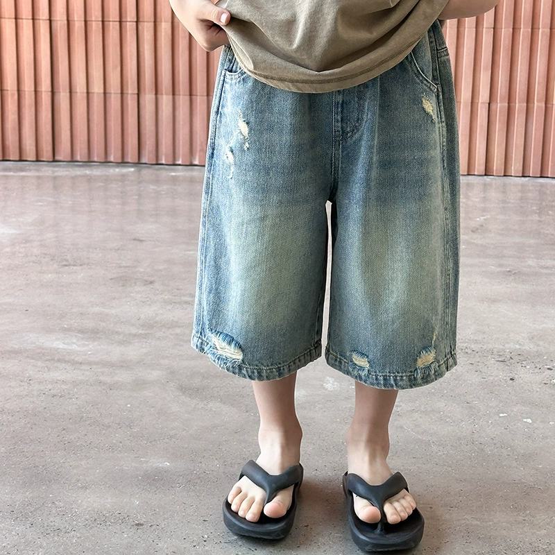 夏儿童短裤男女童破洞牛仔裤