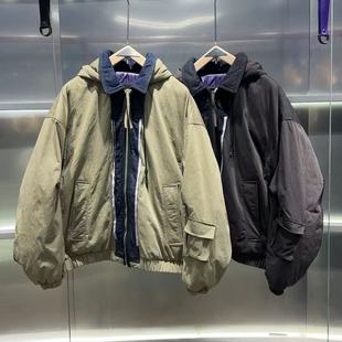 2025冬季新款牛仔拼接连帽潮牌时尚保暖羽绒服男款外套25002