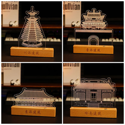 古塔园林寺庙教堂摆件工艺品文化文创小夜灯定制led灯文创定制