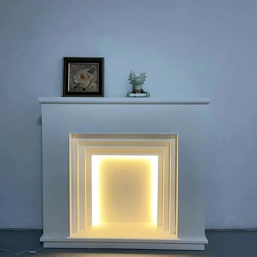 法式欧式奶油简约壁炉装饰柜玄关北欧网红ins客厅带灯卧室发光