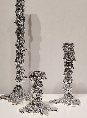 现代轻奢树脂电镀氛围烛台摆件客厅餐厅高档蜡烛台样板间家居软装