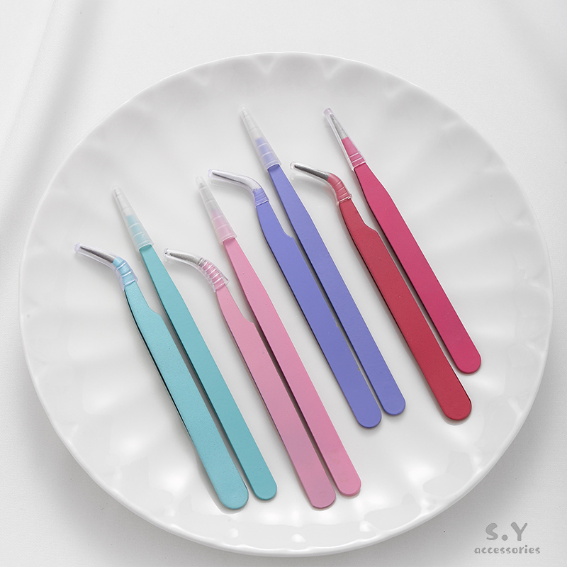 彩色不锈钢弯头镊子直头夹