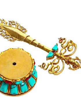 文殊剑摆件密宗黄铜镶嵌彩珠文殊智慧宝剑藏式供佛用品金刚杵法器