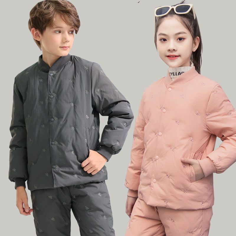 儿童羽绒服内胆男童女童中大童校服打底内穿轻薄保暖羽绒裤套装厚