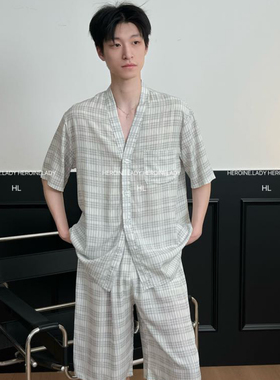 【逐梦】HL棉绸夏季男士凉快宽松休闲可外穿短袖居家舒适睡衣套装