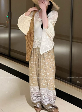 【复古散步裤】HL棉绸春季民族风慵懒分段式显瘦休闲遛弯长裤子