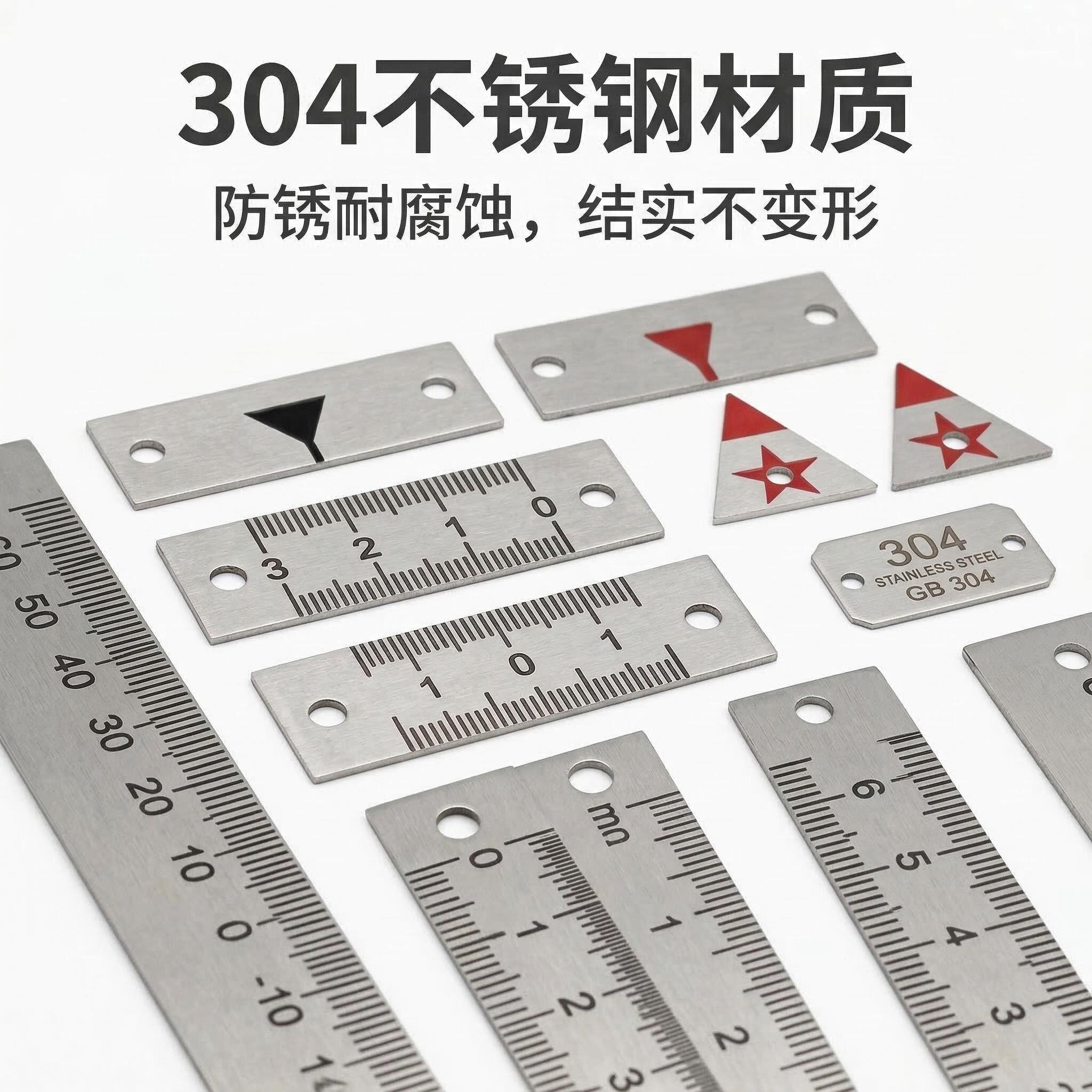 中分刻度尺 带背胶刻度尺 304不锈钢标尺 自粘逆向刻度尺 直尺