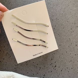 韩国进口ins博主同款银色波浪小边夹冷淡气质发夹小一字夹刘海夹