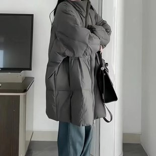 新款 美式 棉衣加厚面包服棉袄保暖外套 冬装 立领羽绒棉服女中长款