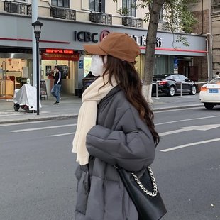 新款 美式 棉衣加厚面包服棉袄保暖外套 冬装 立领羽绒棉服女中长款