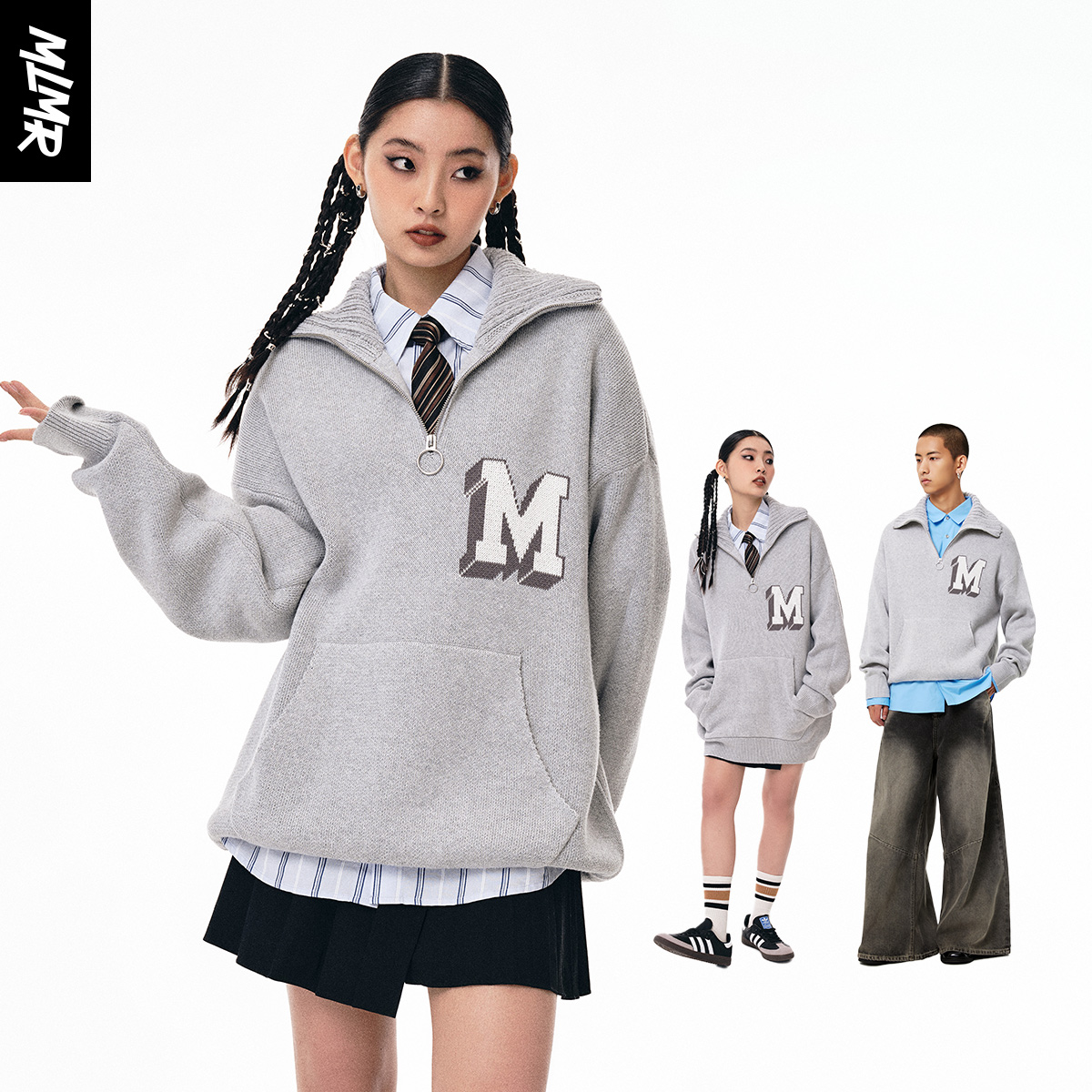 MLMR美式学院慵懒风高领毛衣秋冬女