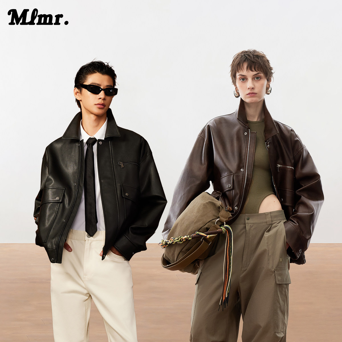 MLMR新款宽松时尚智性皮衣穿搭百搭休闲外套上衣PU夹克皮衣男女,女装/女士精品,短外套,淘宝优惠券,粉丝福利购,淘宝优惠卷