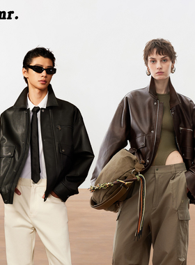 MLMR新款宽松时尚智性皮衣穿搭百搭休闲外套上衣PU夹克皮衣男女