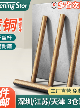 黄铜丝杆铜牙条全牙通丝螺杆牙棒全螺纹M2M2.5M3M4M5M6M8M10--M20