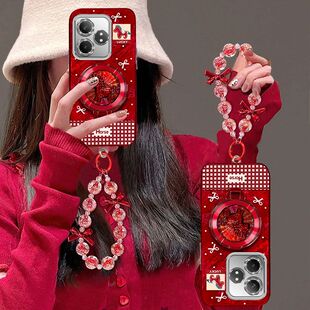 适用realmeGTneo6se手机壳女RMX3850镜头全包防摔oppo真我gtneo6保护套RMX3852本命年马5g新年款ne0支架手链