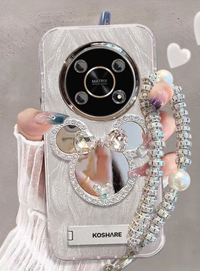 适用华为荣耀x30手机壳化妆镜子ANY-AN00带镜头膜honorx40gt保护套magic4lite青春版新款女anoo全包边5g防摔