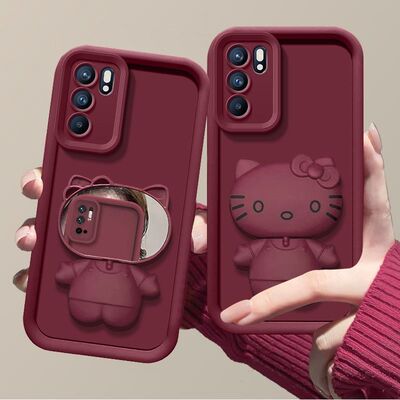 opporeno6pro手机壳带镜子PEPM00软硅胶opreno6保护套peqm00新款opopreno6镜头全包5g防摔0pp0ren06pr0卡通女