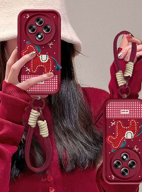 适用oppoA3iplus手机壳新款PKA110软硅胶0pp0A3i+保护套a3ipius本命年马5G镜头全包边防摔opopa手绳卡通红色