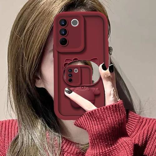 vivos16pro手机壳带镜子V2245A软硅胶vivo s16e保护套V2239A全包vlvos16防摔V2244A卡通支架viv0高级5g新款女