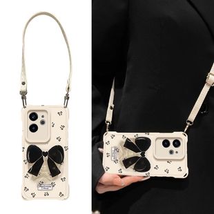 适用realmegt6手机壳RMX3800四角防摔oppo真我gt6保护套38OO斜跨挂绳GT六新款 女5g硅胶软jt6全包边带支架腕带