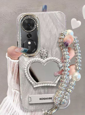 适用荣耀畅玩70Plus手机壳LOG-AN00补妆镜子honor畅完70pius保护套5g华为全包边puls防摔anoo新款时尚高级女