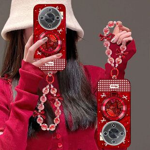 适用荣耀x50GT手机壳女ALP-AN00镜头全包防摔x50保护套ALI-ANOO本命年马5G华为x50pro新年款手链支架喜庆高级