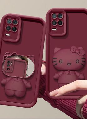 RealmeV13手机壳带镜子rmx3041硅胶5g软oppo真我v11/v11s保护套rmx3121全包rmx3125防摔q3/q3i新款3161女3042