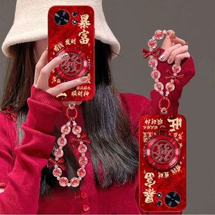 适用华为麦芒40手机壳红色TYH651M-02软硅胶huawei麦忙40 5G保护套全包边防摔hw卖芒4o新年女款支架手链喜庆