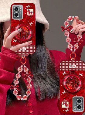 适用oppoa57手机壳女PFTM20镜头全包防摔realme真我v23保护套RMX3571本命年马opopa56s新年款opa575g支架手链