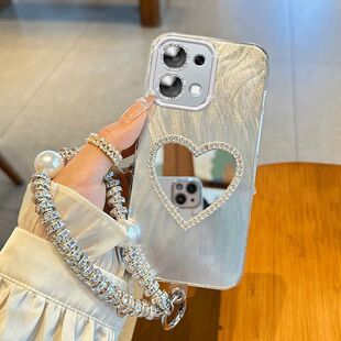 适用oppoa6手机壳补妆镜PLS120化妆镜子opopa6保护套0pp0a65g带镜头膜opa全包边防摔poopa新款爱心高级网红女