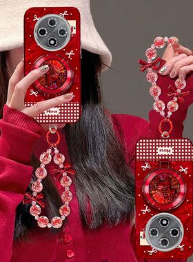 适用oppoA3pro手机壳女PJY110镜头全包防摔opopa3 5G保护套PKA110本命年马0pp0a新年款poopa支架手链pr0喜庆