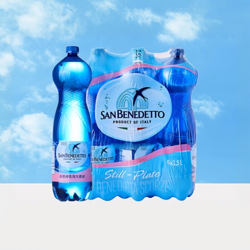 SANBENEDETTO圣碧涛天然矿泉水弱碱性水儿童意大利进口1.5L*6瓶装