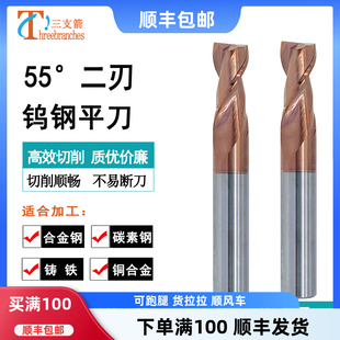 钨钢2刃铣刀合金铣刀两刃键槽专用加长涂层立铣刀二刃加硬铣刀