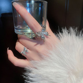 个性 叠戴戒指女2024年新款 潮小众设计高级感时尚 蝴蝶结开口食指戒