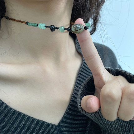 新中式藏风手工复古转运珠项链小众设计民族风玛瑙吊坠毛衣链配饰