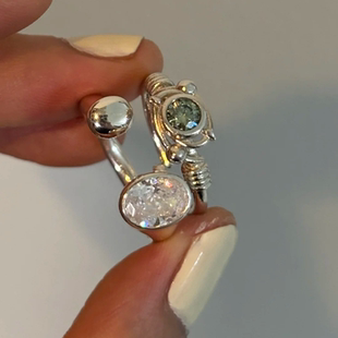 2025年小行星锆石戒指女小众设计叠戴轻奢时尚百搭独特气质高级感