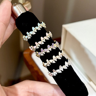 法式彩色珐琅蝴蝶戒指女不掉色小众轻奢高级感开口指环批发饰品潮