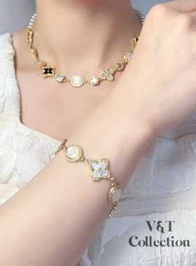 VT 原创 高级大牌感精致手链 Shiny Clover 轻奢四叶草欧泊手链