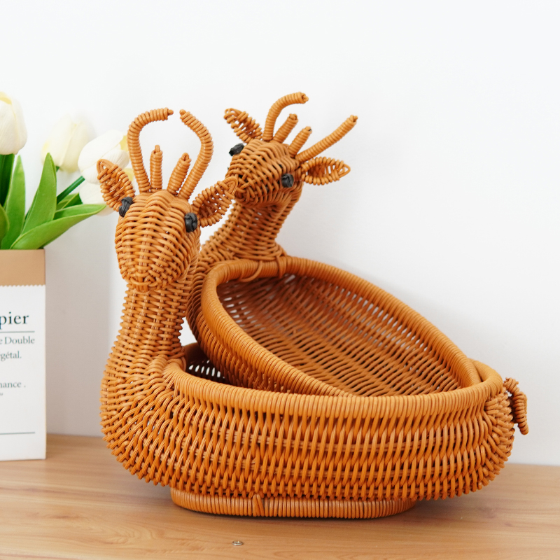 博佰澜仿藤编创意动物水果篮