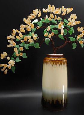 黄水晶发财树紫水晶摇钱树家居摆饰客厅玄关酒柜店铺开业乔迁送礼