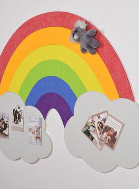 杏双彩虹毛毡板照片墙软木板毛毡墙贴幼儿园主题墙展示板毛毡背景