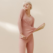 大码 羊毛蚕丝加厚秋衣秋裤 无尺码 三枪热力弹系列保暖内衣套女冬季