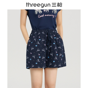 三枪纯棉睡裤女夏季家居大短裤