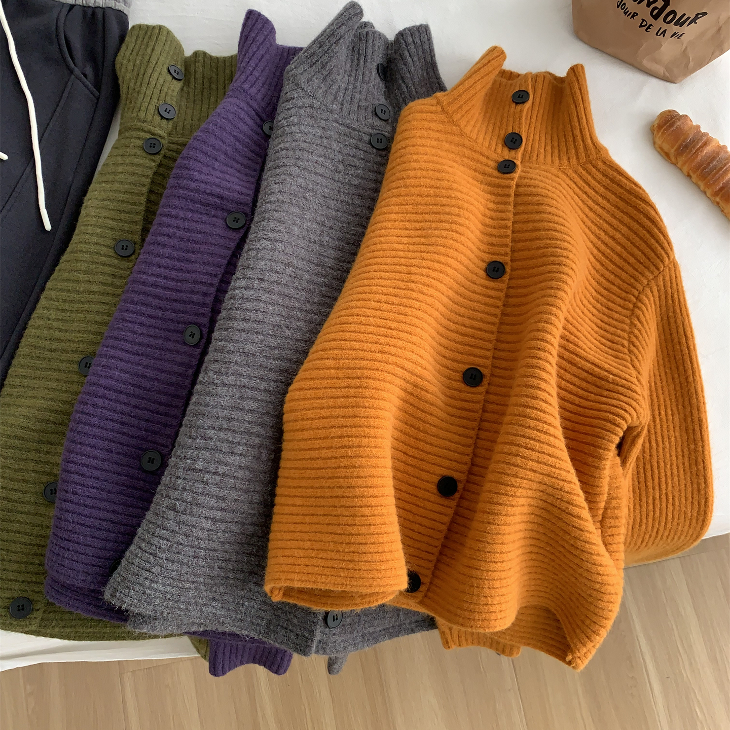 IN SEASON 设季-冬保暖长袖毛衣外套保暖毛衣DSQ-857横条高领毛衣