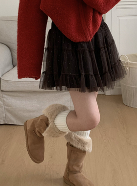 Flower & April-网纱拼接蓬蓬短裙女气质百搭洋气短半身裙160971