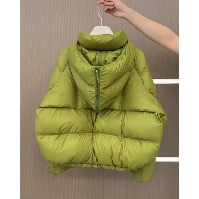 独特超好看绿色短款羽绒服女冬季2024新款高级感小个子面包服外套