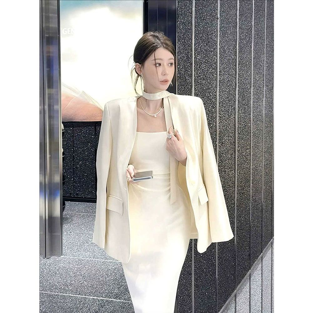 v领宽松西装外套女2025年
