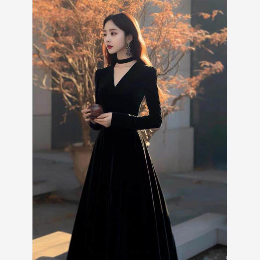 秋季新款显瘦性感v领礼服