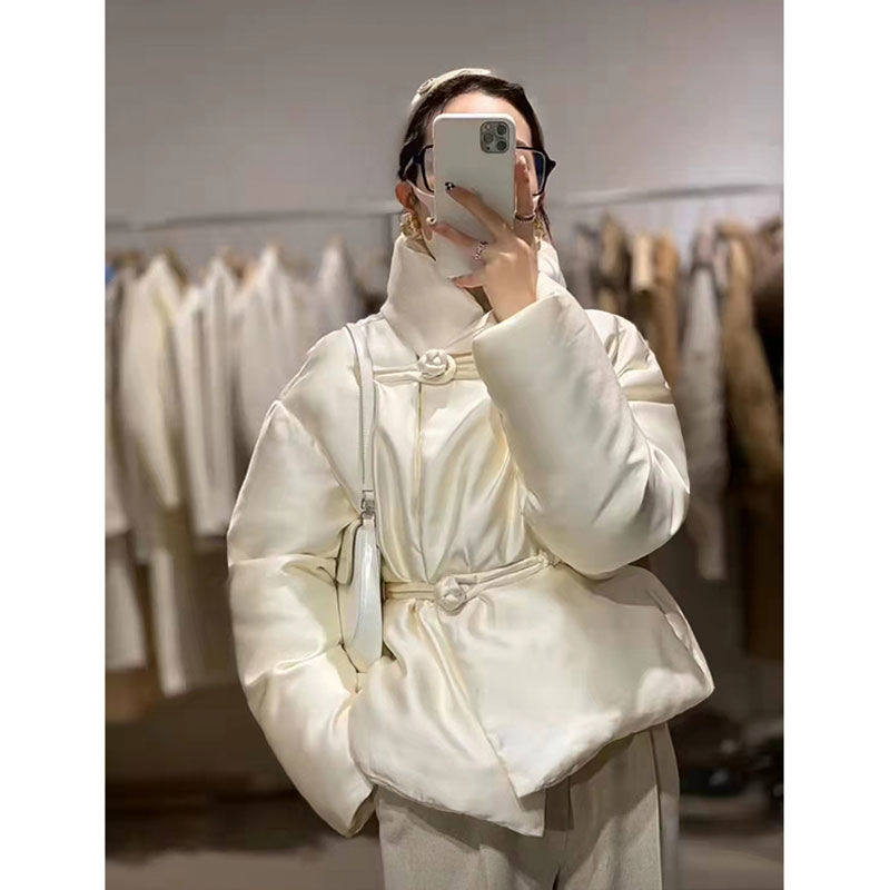 新中式羽绒服女士设计感小众中国风百搭高级感白鸭绒保暖2023冬季