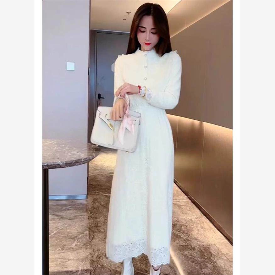 茶歇法式高级感长袖蕾丝